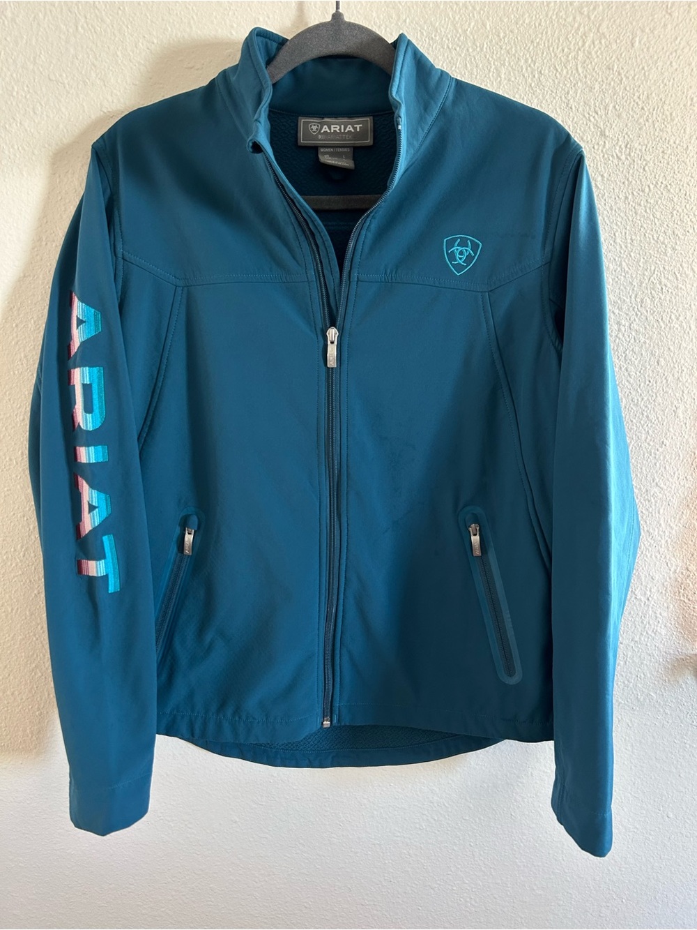 Ariat Tek New Team Softshell Jacket Eurasian Teal Serape Womens Size L